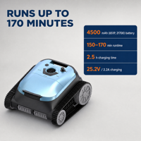 Nettoyeur de piscine robotisé sans fil, aspirateur automatique pour piscines jusqu'à 300 m², escalade des parois, double brosse à rouleaux, IPX8