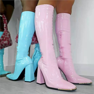 2026 חדש בתוספת גודל סקסי נשים ברך מגפיים עקבים גבוהים עור פטנט גבוה העקב סופר גבוה נשים מגפיים - Product Image 2