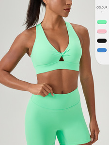 Haute qualité personnalisé licou cou <span class=keywords><strong>sous</strong></span> le buste <span class=keywords><strong>sport</strong></span> Yoga <span class=keywords><strong>soutien</strong></span>-<span class=keywords><strong>gorge</strong></span> haut pour les femmes solide Fitness Gym Design ensemble Style - Product Image 5