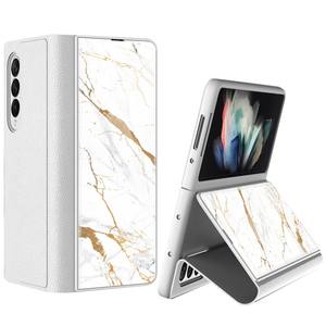 GKK-Funda de cuero de vidrio templado para Samsung Galaxy Z, funda plegable 4, protección completa Z Fold 3, soporte magnético - Product Image 1