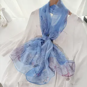 패션 레인보우 컬러 인쇄 경량 쉬폰 스카프 여성 비치 파 레오