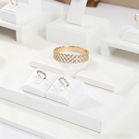 Support à bijoux réglable en cuir brossé blanc, mini présentoir de comptoir pour vitrine de vente au détail