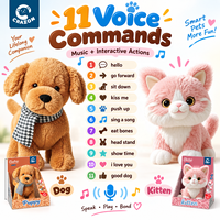 Peluche interactive intelligente pour chaton et chiot, avec commande vocale, compagnon électronique pour chat et chien, musique, coton PP, anniversaire