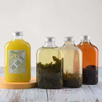 Bouteilles Machi Machi en plastique PET plates et carrées pour thé au lait Boba, café glacé, boissons froides – 500ml, 400ml, 350ml, 300ml, 250ml