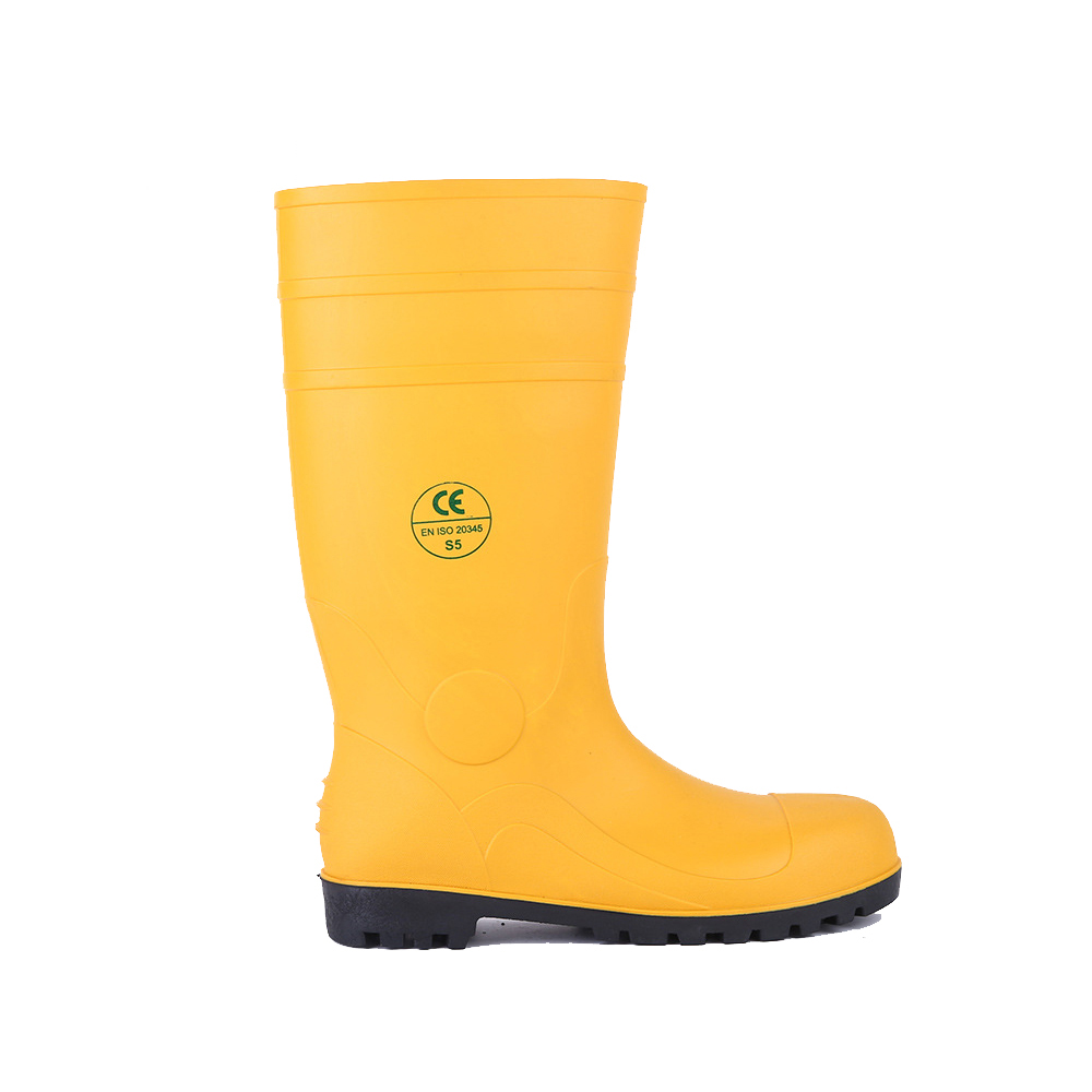 Желтые резиновые сапоги из ПВХ с стальным носком, CE стандартные защитные сапоги из ПВХ