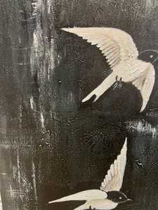 Pintura al óleo abstracta de golondrina voladora SQ sobre lienzo, pintura de pájaros, arte de pared grande en blanco y negro, decoración personalizada para el hogar y la sala de estar - Product Image 4