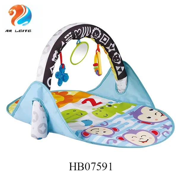 Newest design Safety 2 in 1 educational toy activity baby toys play mat Baby blanket infant gym cotton carpet soft kids playmat