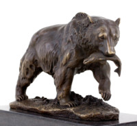 Vente chaude Sculpture d'animal sauvage grandeur nature décorative de jardin en plein air Statue d'ours grizzly rugissant en bronze