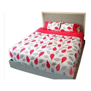 Ensemble de draps en percale 100% coton Jaqueline, 200 fils, imprimé feuilles, taille double, literie pour la maison - Product Image 1