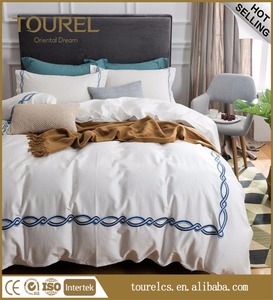 Cama <span class=keywords><strong>de</strong></span> hotel/Sala hojas, 100% poliéster algodón <span class=keywords><strong>blanco</strong></span> llano Hotel sábanas - Product Image 5