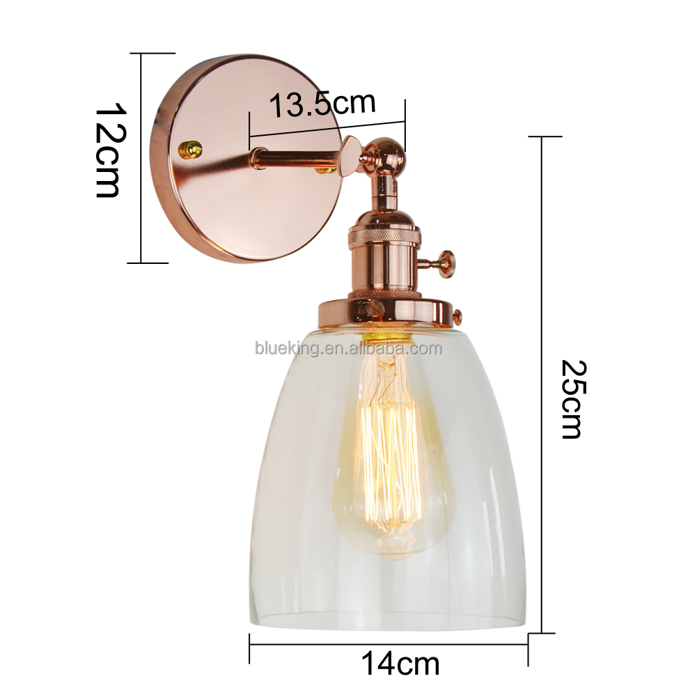 Loft Glass rose gold Iron Wall Light Vintage Home Kitchen Dining Room Decoration wall mount reading light wall light sconce
