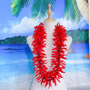 110cmシルクスパイダーリリーシックフラワーwホワイトビーズリースネックレスハワイアンフラワーレイパーティーウェディング用 - Product Image 3