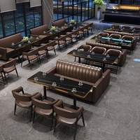 Meida - Ensemble de table et chaises de restaurant, café, bar, salon, design moderne, en bois massif, avec plateau en verre, personnalisable, usage commercial