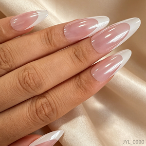 Vente en gros de faux <span class=keywords><strong>ongles</strong></span> à presser personnalisés avec étiquette privée, style French Tip, assortiment de couleurs nude rose brillantes - Product Image 3