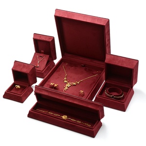 Custom Logo Printed <b>Red</b> Green PU Leather Luxury Earring Ring <b>Bracelet</b> Necklace Packaging Set Jewelry Box - Product Image 1