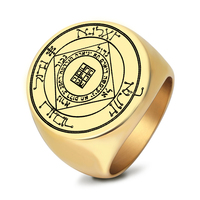 Der Schlüssel Salomons, der Dritte Sonnen-Pentagramm, Tetragrammaton, Lasergravierter Talisman, Geschenk-Schmuck, Edelstahlringe
