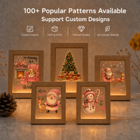 Cadre photo en bois USB, lumière de nuit LED de Noël, panneau acrylique, lampe de table personnalisée pour Noël, lampes à lumière blanche chaude, décoration de la maison, luxe