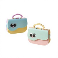 Boîte à lunch hermétique en plastique à grands yeux, motif dessin animé, compartimentée, avec fourchette et cuillère, pour tout-petits et écoliers