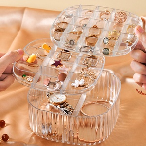 Wholesale Clear Transparent Custom Morden Stylish <b>Small</b> Plastic Jewelry <b>Storage</b> <b>Box</b> Compartments 15x15x2.8CM Silk-Screen Printed - Product Image 3
