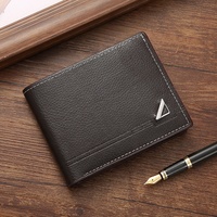 Dompet Pria Bisnis Santai Lipat Dua Kulit Asli Minimalis Grosir Tas Kulit PU Pendek Tipis