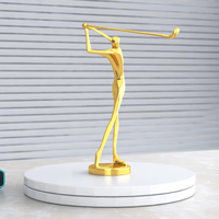 Figurine de golf en métal plaqué or personnalisée de 270 mm, statue sportive, ornement de bureau, trophée avec technique de moulage, design personnalisable