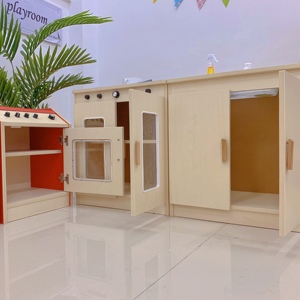 Juego de rol de madera para guardería, puesto de mercado fresco, muebles de juego de simulación de tamaño infantil, juego de compras Montessori para guardería - Product Image 2