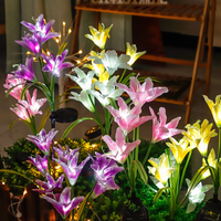 Lampe solaire LED Lily IP65 étanche à brancher au sol, allumage/extinction automatique pour cour extérieure, jardin, pelouse, paysage, décoration de vacances