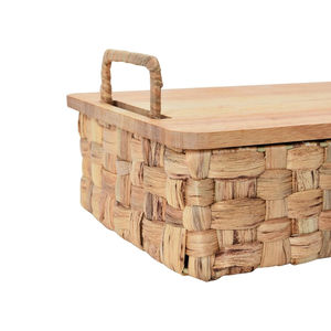 Juego de 2 cestas de Jacinto apilables naturales duraderas con tapas de roble ideales para el hogar hermoso trenzado Vietnam + 84976578835 - Product Image 5