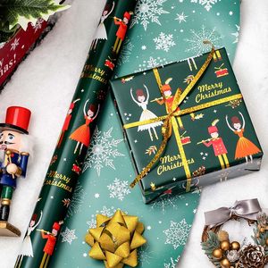 Reversible Christmas <b>Wrapping</b> <b>Paper</b> Roll Green 17 In X 33 Ft Double Side Metallic Foil Ballet Design Gift Craft Packaging - Product Image 4