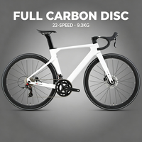 Vélo de route entièrement en carbone 700C 2x11 vitesses, freins à disque hydrauliques 22, fourche en carbone à axe traversant, 9,3 kg, vélo de course, vente en gros