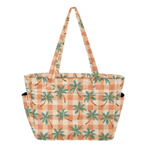 กระเป๋าถือแฟชั่นลายต้นปาล์ม พิมพ์ตามสั่ง ผ้าโพลีเอสเตอร์แบบเย็บติดกัน กระเป๋าโท้ทใบใหญ่สำหรับผู้หญิง กระเป๋าสะพายไหล่พร้อมช่องใส่ของด้านข้าง - Product Image 1