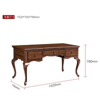 Bureau rétro antique avec 3 tiroirs en bois de sheesham massif, table de travail de bureau, buffet, console