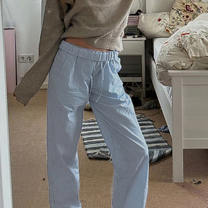 Women <b>Drawstring</b> Low Rise Knit Pants Striped Color Block Straight Leg <b>Trousers</b> Casual Loungewear Long Pants - Product Image 6