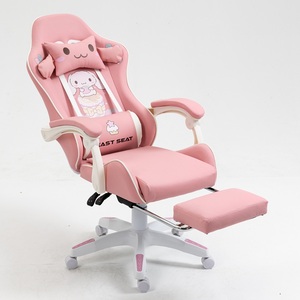 <span class=keywords><strong>Silla</strong></span> <span class=keywords><strong>Gamer</strong></span> Ergonómica de Cuero con Diseño de Anime, Color <span class=keywords><strong>Rosa</strong></span>, Económica, con Reposapiés <span class=keywords><strong>para</strong></span> Chicas - Product Image 3