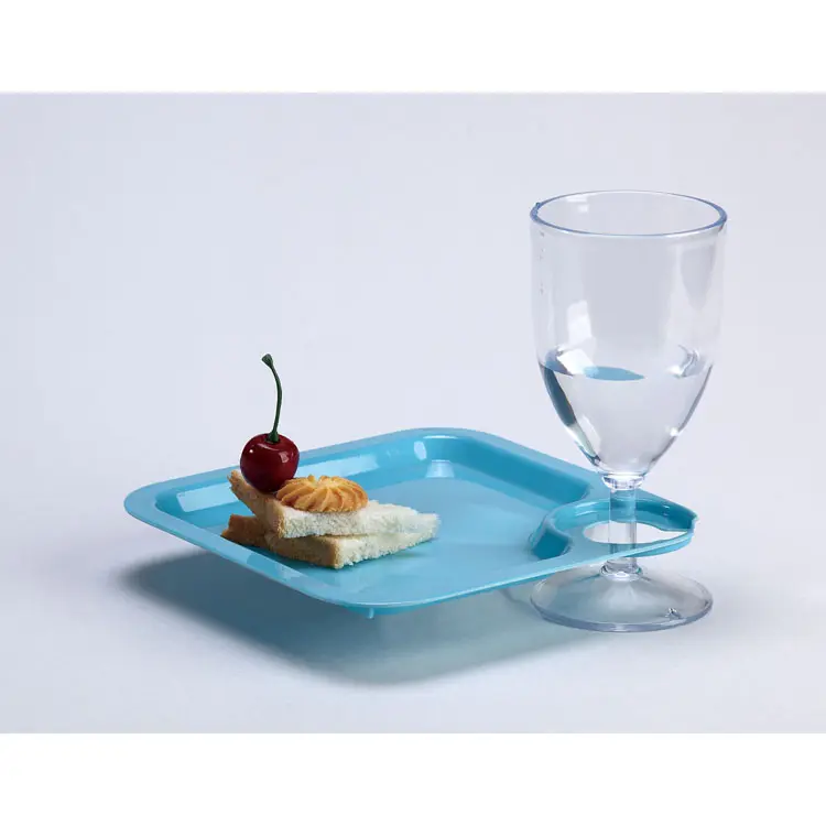 التصميم الإبداعي الأزرق البلاستيك الميلامين فاتح الشهية المجلس مع كوب المشروبات حامل