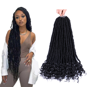 Nueva llegada Goddess Locs Crochet Hair 20 pulgadas Boho Faux Locs con rizos River Hippie Hair Pre Looped Bohemian - Product Image 1