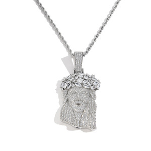 Pendentif Jésus de grande taille en cuivre et zircon, collier tendance pour couple hip-hop, collier pour homme, tendance INS, approvisionnement direct d'usine - Product Image 4