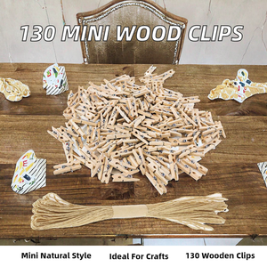 Pinces à linge en bois de haute qualité, 130 pièces, 1,4 pouce, mini, naturelles - pour baby shower, loisirs créatifs, bricolage, salon - Product Image 2