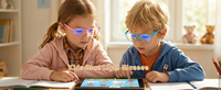 Lunettes anti-lumière bleue ovales légères et élégantes pour enfants avec verres en verre et monture intégrale