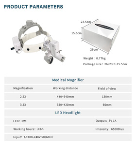 Tandheelkundige Loep 2.5 3.5X420Mm Werkafstand Lab Medische Vergroting Binoculaire Helm Hoofd Gemonteerd Vergrootglas Chirurgie Chirurgische - Product Image 6