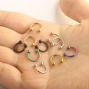 Anneaux de Septum de nez en fer à cheval en acier chirurgical, Piercing, balles et pointes, Cartilage, Helix, <span class=keywords><strong>Tragus</strong></span>, <span class=keywords><strong>boucle</strong></span> d'oreille, cerceau, sourcils, lèvre P, 16G - Product Image 4