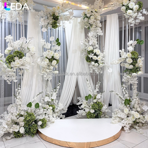 LEDA New Design white Curtain Metal <b>Backdrop</b> <b>Stand</b> for Wedding Stage Decoration Indoor Outdoor wedding Event Decoration - Product Image 2