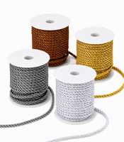 Cordon en polyester satiné brillant torsadé 5 mm 3 brins, corde décorative pour remise de diplôme, cérémonie de mariage, décoration intérieure, Noël