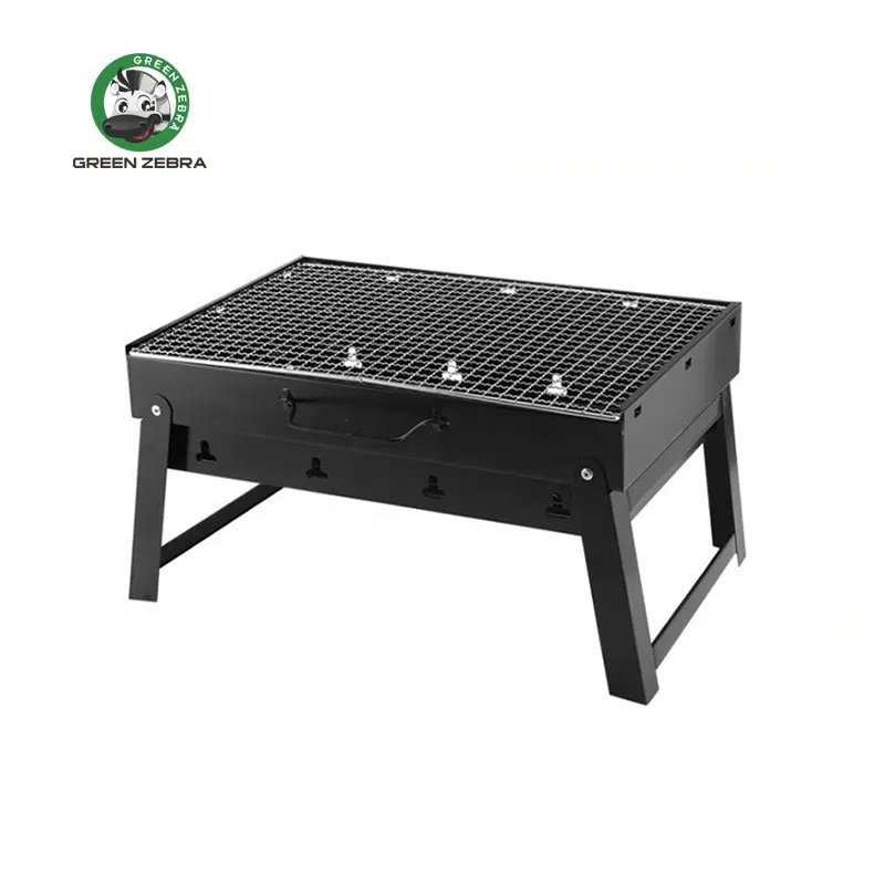 Hot Selling Black Steel Foldable Square Barbecue Stove Outdoor Picnic Mini Charcoal Portable Camping Small BBQ Grill