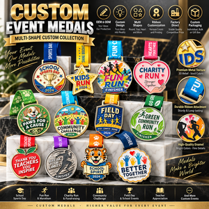 Medaglia Sportiva Personalizzata in Lega di Zinco Smaltata con Nastro per Eventi Scolastici, Beneficiosi, Maratone 5K, Logo Personalizzato, Vendita all'Ingrosso OEM - Product Image 2