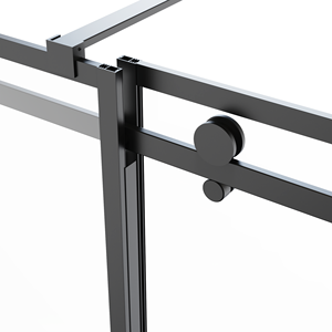 Pantalla <span class=keywords><strong>de</strong></span> vidrio <span class=keywords><strong>de</strong></span> ducha <span class=keywords><strong>de</strong></span> nuevo diseño KD con marco negro con rueda <span class=keywords><strong>de</strong></span> latón grande para venta en línea - Product Image 5