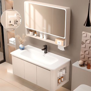 <span class=keywords><strong>Mueble</strong></span> de <span class=keywords><strong>Baño</strong></span> Curvo de Aluminio Espacial con Estructura de Panal y Armario Lateral, <span class=keywords><strong>Lavabo</strong></span> y Set de <span class=keywords><strong>Baño</strong></span>, Material Cerámico - Product Image 5