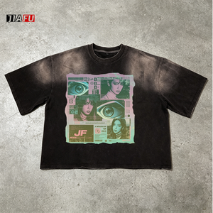 230gsm Men's Tshirts Acid Washed Sun Faded Baggy Custom Graphic <strong>Tee</strong> Streetwear Hip-Hop 100% Cotton t <strong>Shirt</strong> for Men Hot Supplier - Product Image 1