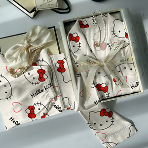 Mô phỏng lụa đồ ngủ của phụ nữ mô hình mùa xuân và mùa thu cao cấp cảm giác lỏng lẻo dài tay phù hợp với nhà mặc thực sự bán buôn - Product Image 2