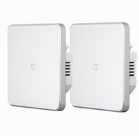 Lot de 2 interrupteurs tactiles 1 Gang 2 voies, double interrupteur tactile EU/UK 86*86mm, panneau en verre trempé pour escaliers et chambre à coucher